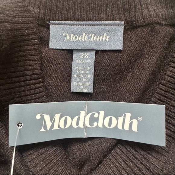 ModCloth Top Slice Of Life Sweater Cutouts Knit Long Sleeve Black Sz 2X NWT New - Picture 8 of 12